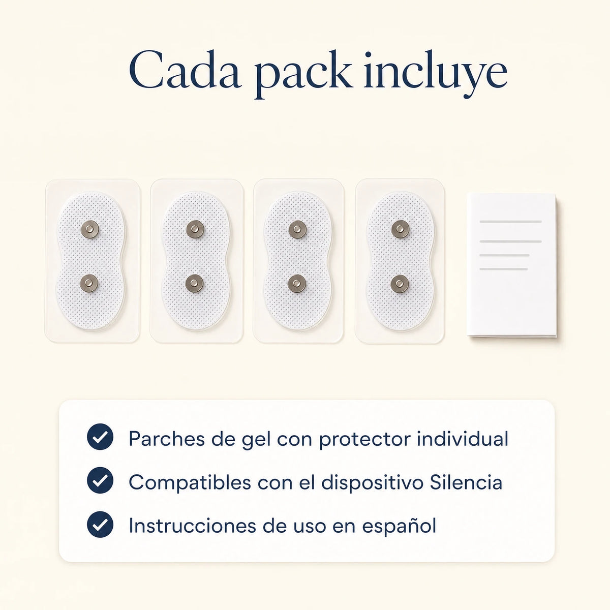 Cada pack incluye parches con protector individual e instrucciones en español