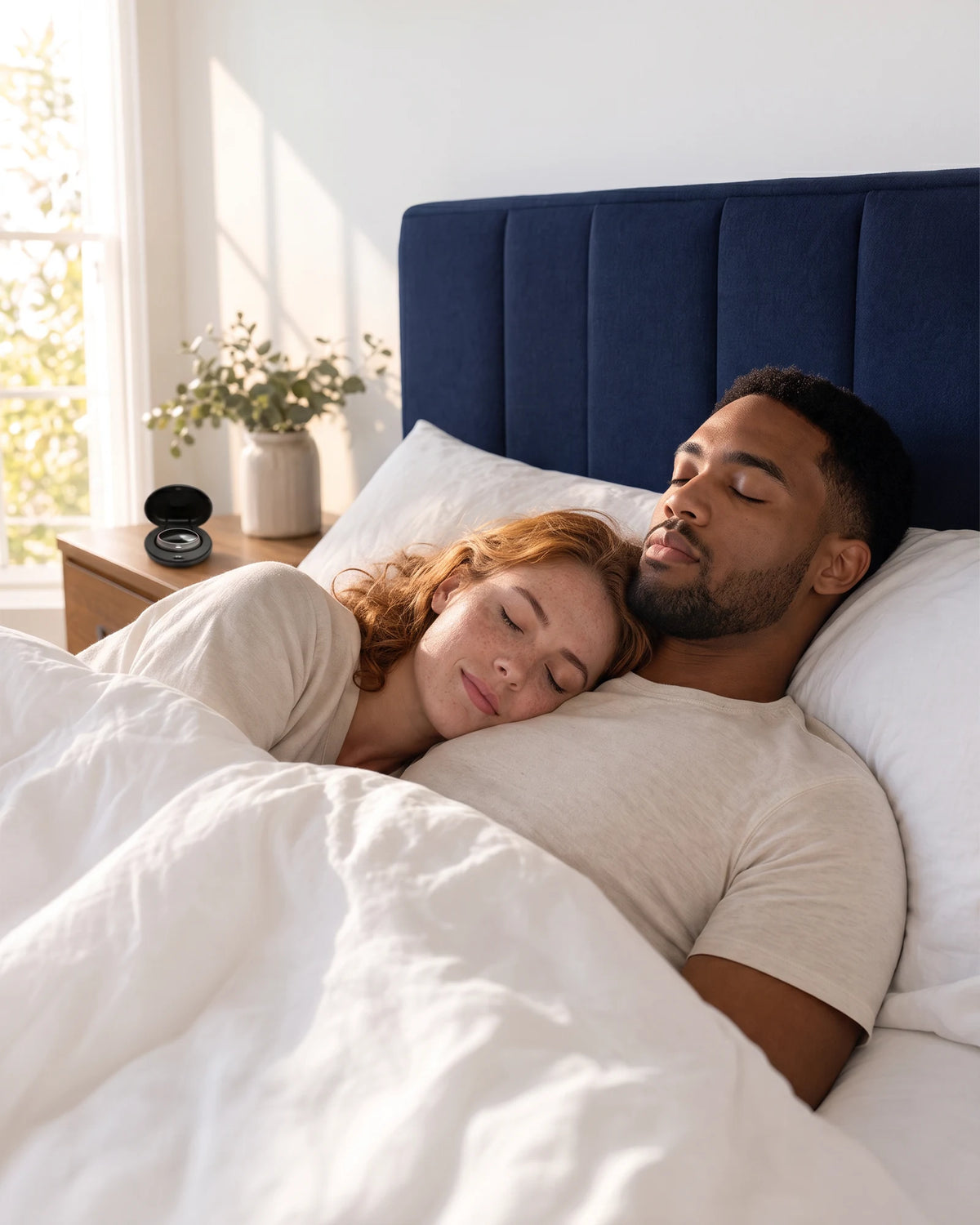 Pareja durmiendo juntos en paz