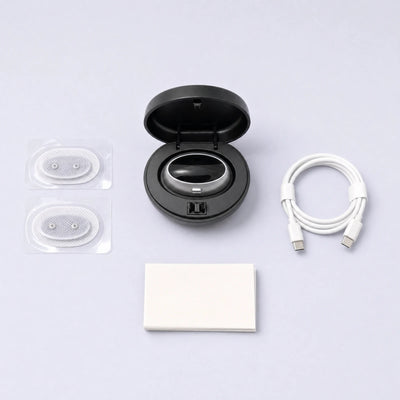 Contenido de la caja: Silencia, estuche de carga, cable USB, parches e instrucciones
