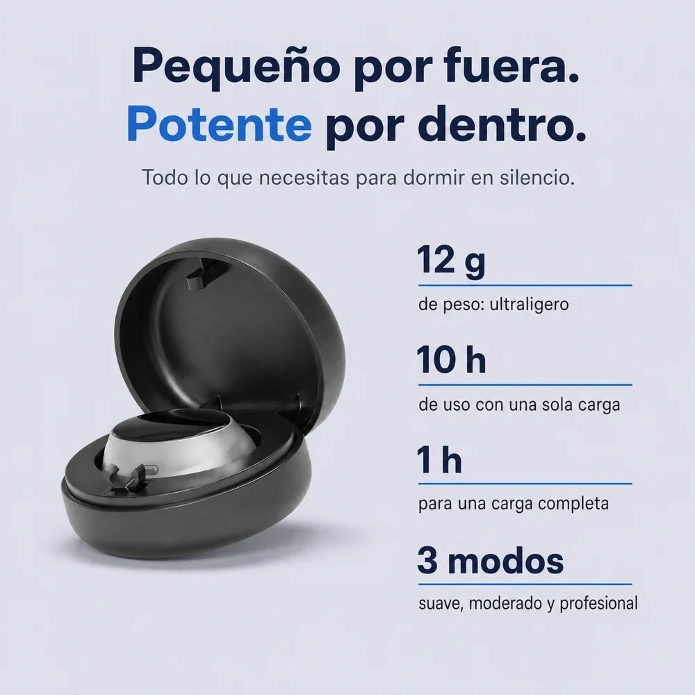 Silencia: 12 g, 10 h de uso, 1 h de carga, 3 modos